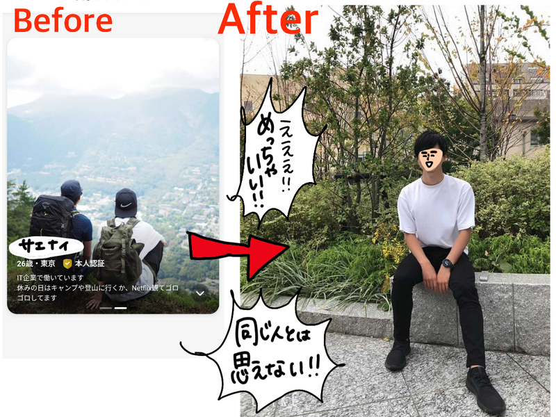 [写真]自然に囲まれて座っているプロフィール写真に変更