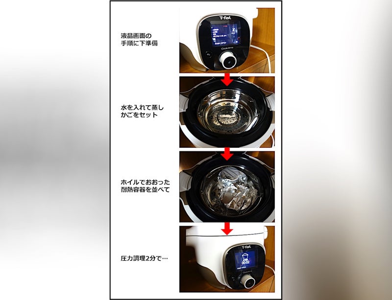 クックフォーミーで作る蒸し料理の手順写真