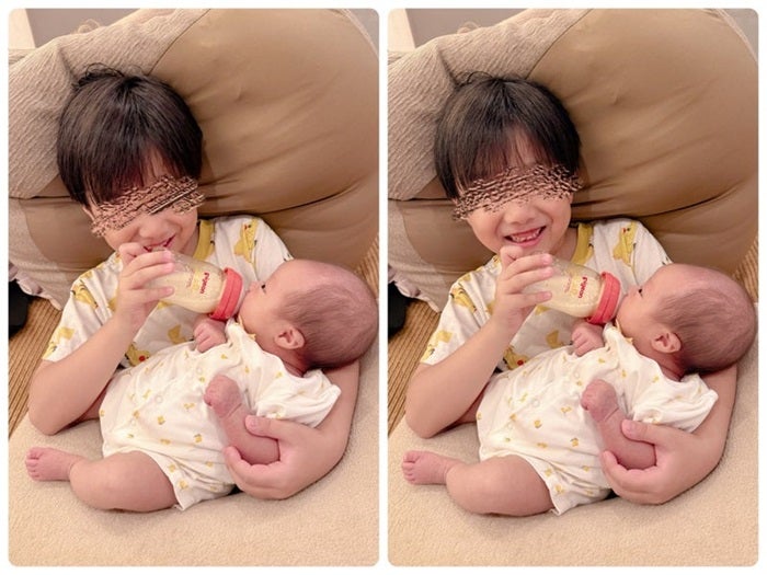 【写真・画像】 辻希美、次女にミルクをあげる三男の姿を公開「本当に癒しの塊」 　1枚目